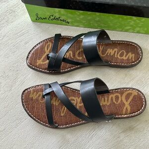 Sam Edelman Black Gael Sandals Slip-On Leather, never worn with box.  Size 8.5